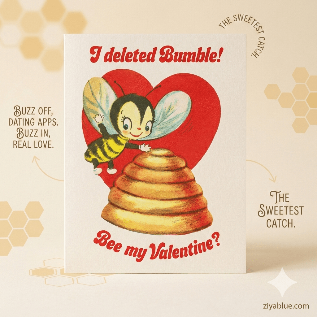 I Deleted Bumble! Bee My Valentine Card - Ziya Blue