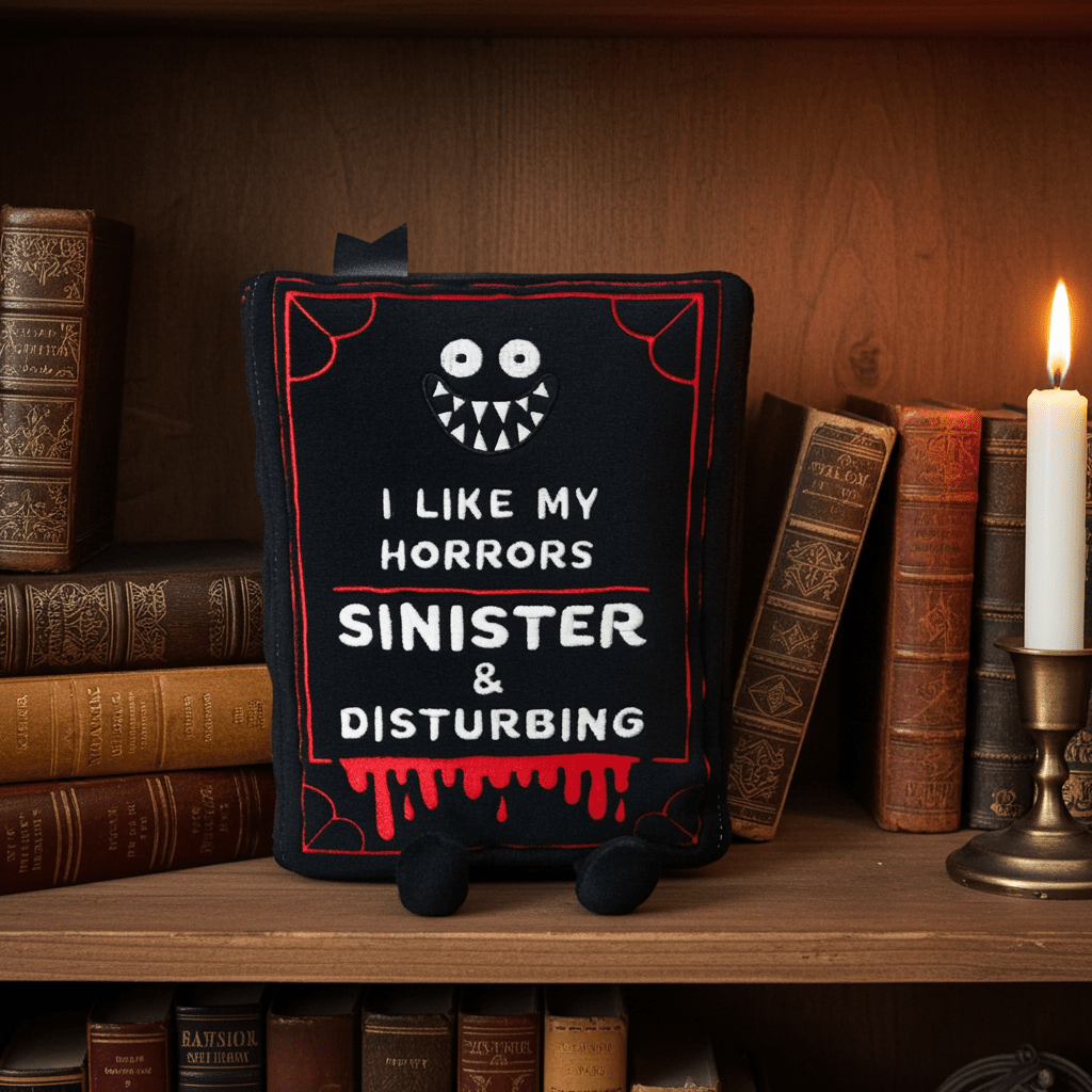 "I Like My Horrors Sinister & Disturbing" Book Plush - Ziya Blue