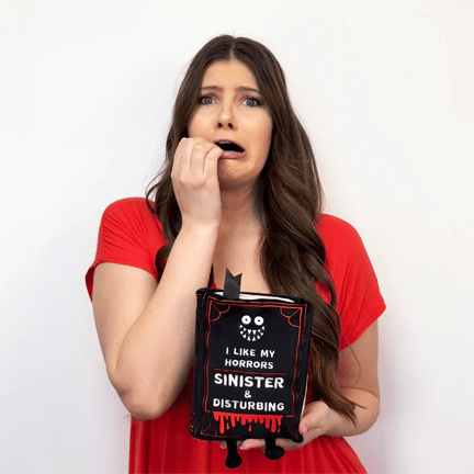 "I Like My Horrors Sinister & Disturbing" Book Plush - Ziya Blue