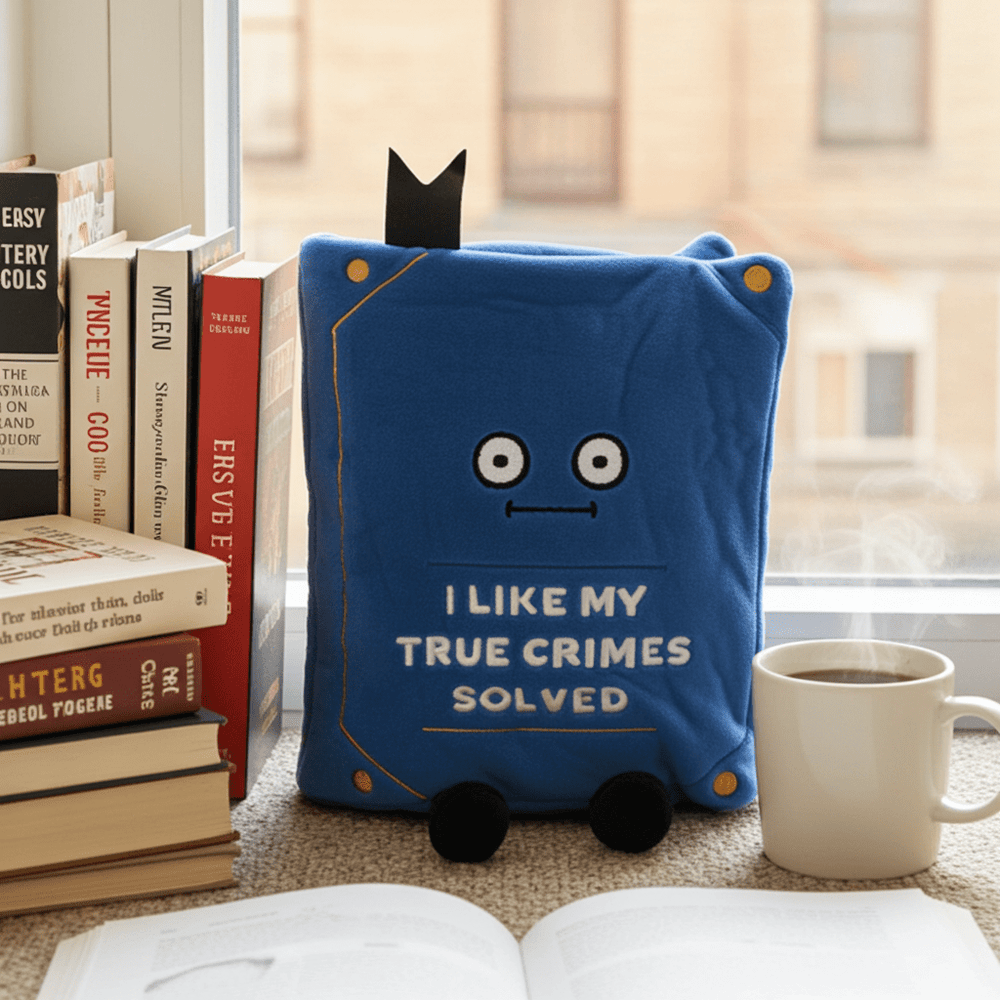 "I Like My True Crimes Solved" Book Plush - Ziya Blue