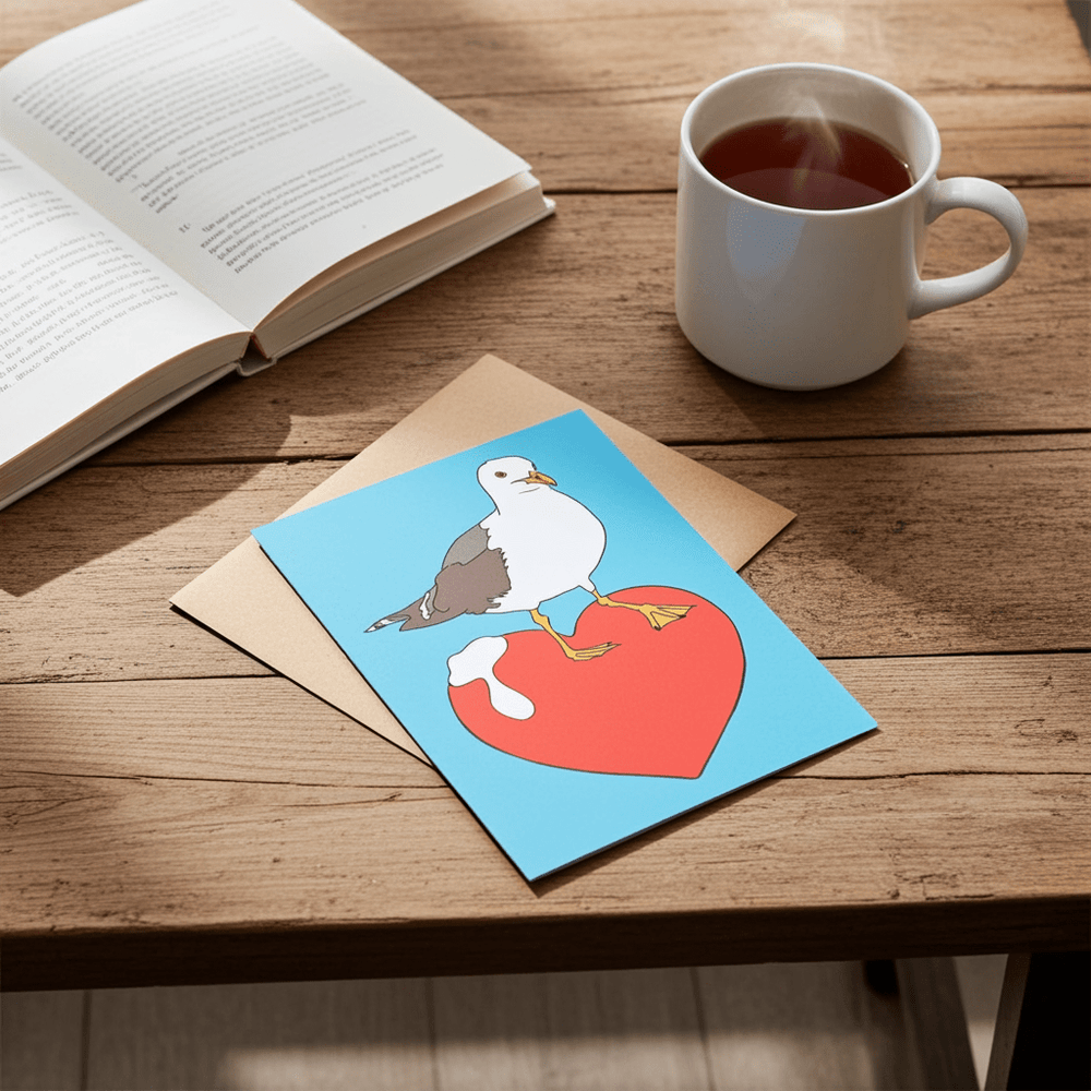 I Love Seagulls Greetings Card - Ziya Blue