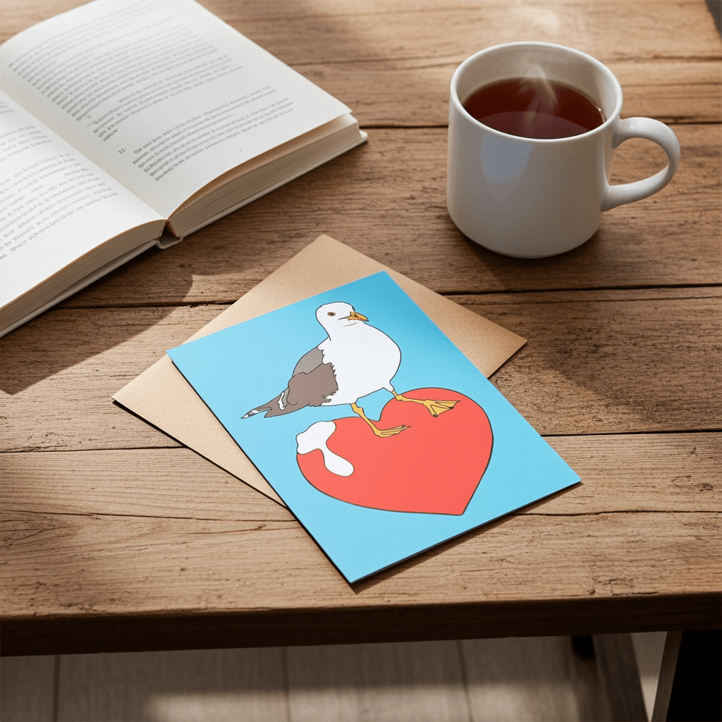 I Love Seagulls Greetings Card - Ziya Blue