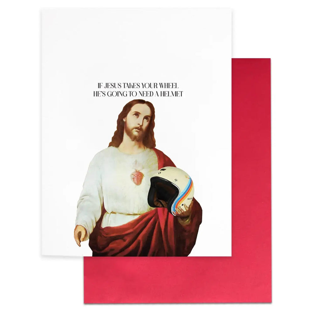 Jesus Needs A Helmet Card - Ziya Blue