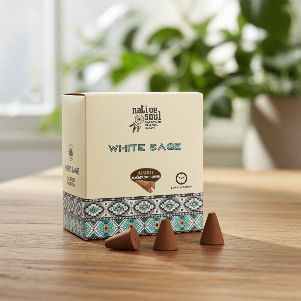 Jumbo White Sage Backflow Incense Cones 🌿 - Ziya Blue