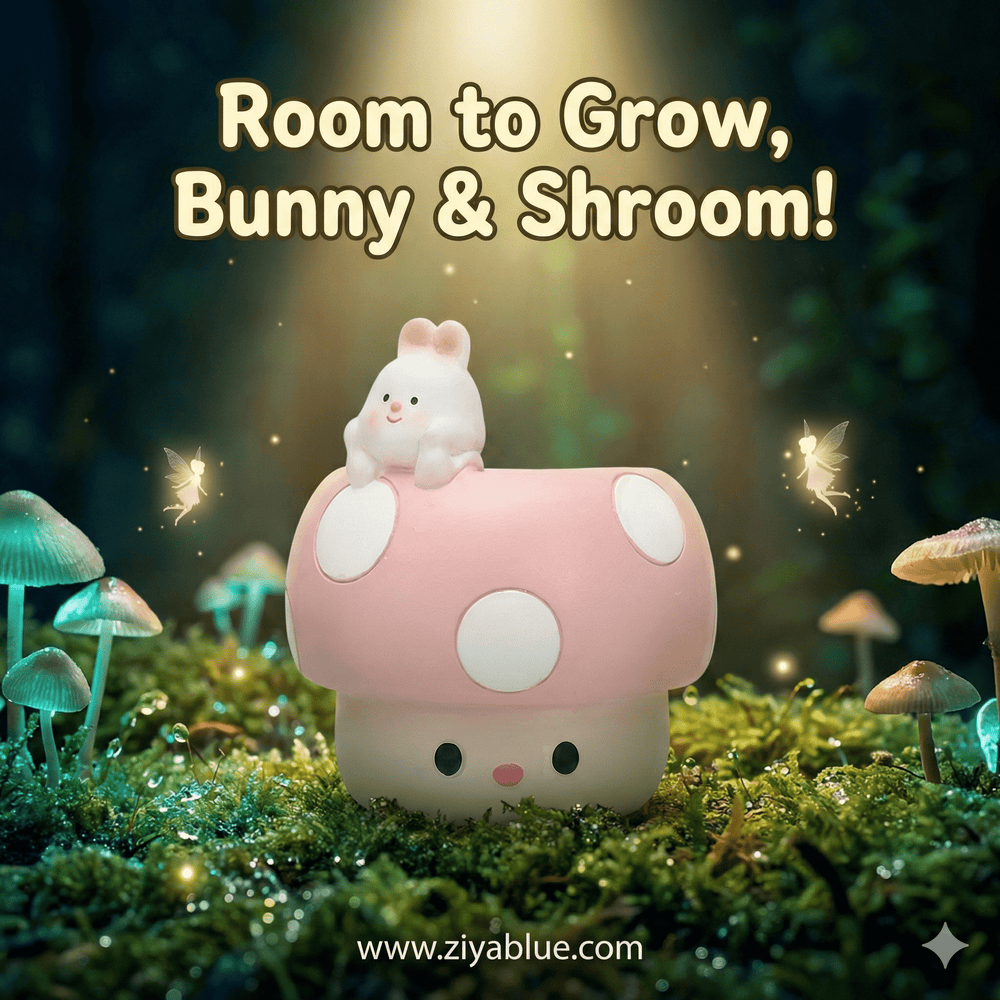 Kawaii Mushroom Animal Planter - Succulent Pot 🍄 - Ziya Blue