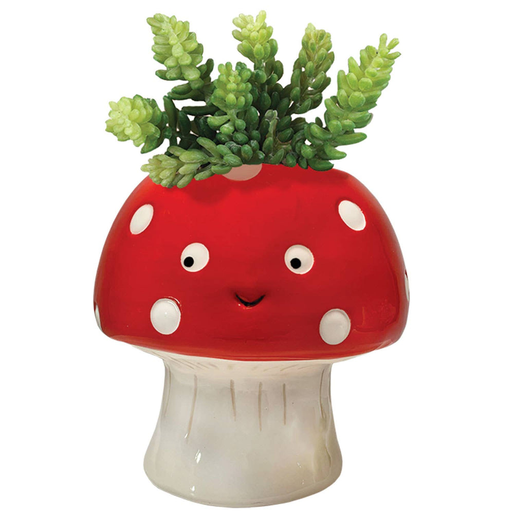Kawaii Mushroom Planter – Small Ceramic Pot (Cottage Core Cutie) - Ziya Blue