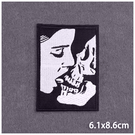 Kissing Skeleton Iron On Patch - Ziya Blue