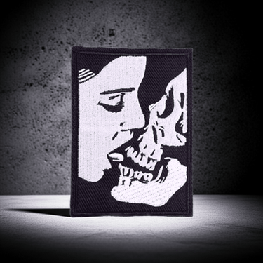 Kissing Skeleton Iron On Patch - Ziya Blue