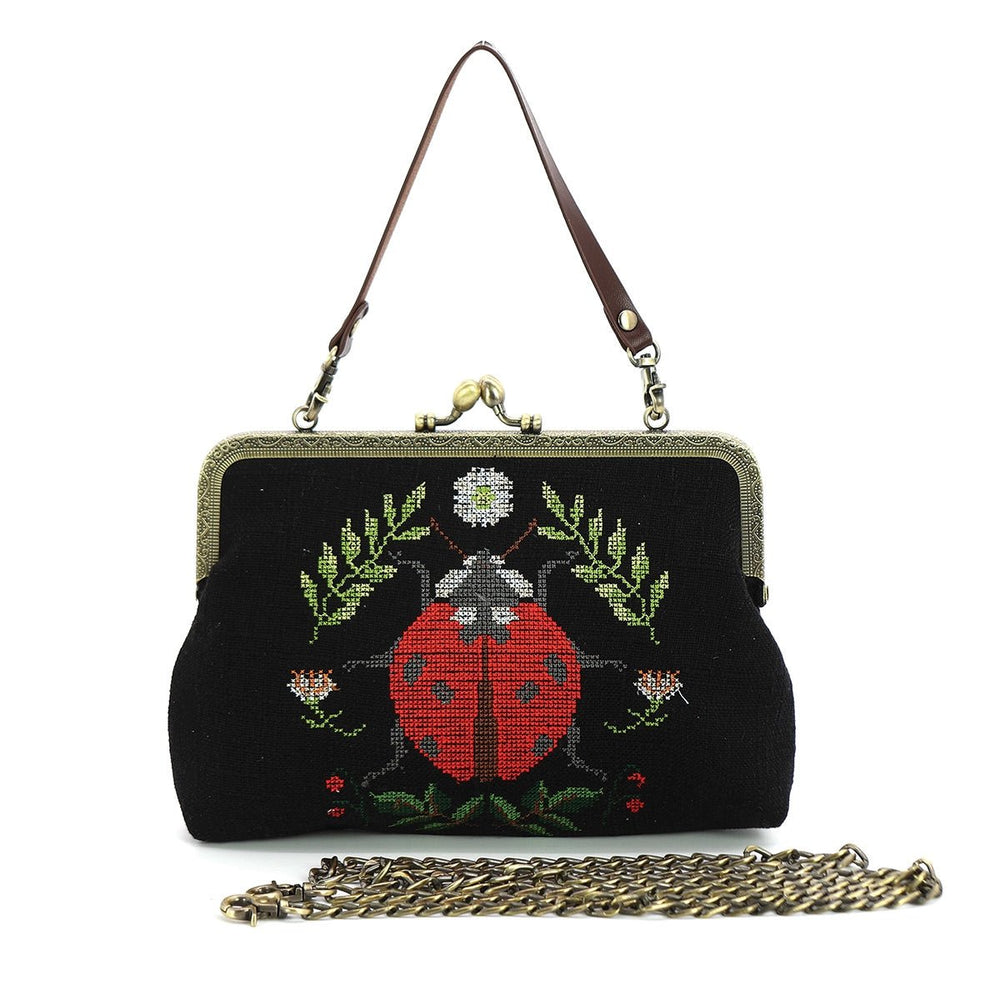 Ladybug Vintage Kisslock Bag - Ziya Blue