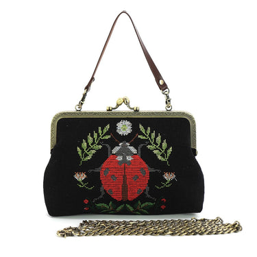 Ladybug Vintage Kisslock Bag - Ziya Blue