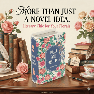 Large Book Vase - Pride and Prejudice - Ziya Blue