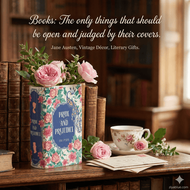 Large Book Vase - Pride and Prejudice - Ziya Blue