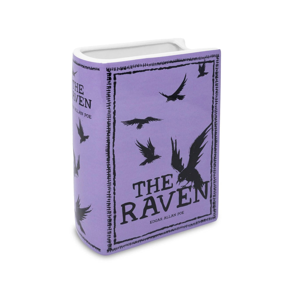Quoth the Raven: "Nevermore" a Boring Room! | Large 8" Ceramic Book Vase - Ziya Blue