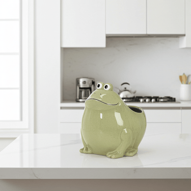 Large Sitting Frog Planter, 6.5" H - Ziya Blue