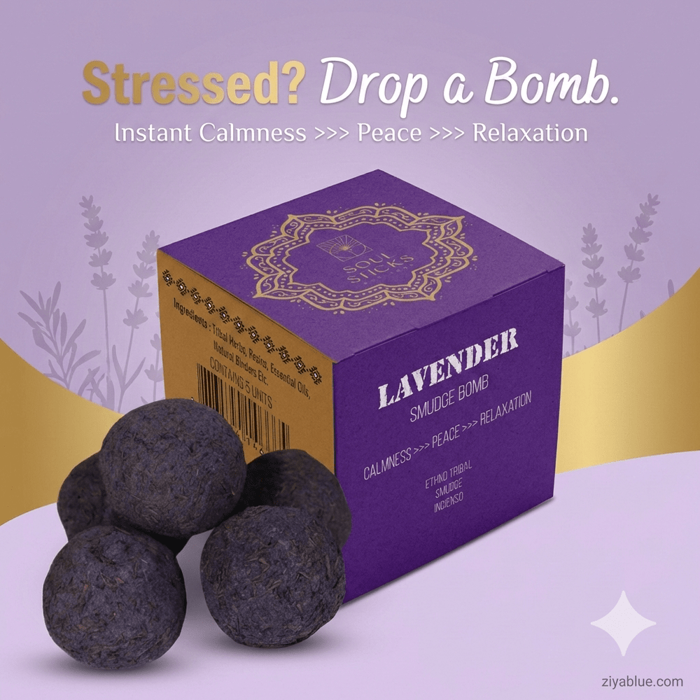 Lavender Smudge Bombs with Burner (5 Pack) | Floral Energy Cleansing Kit 🌸 - Ziya Blue