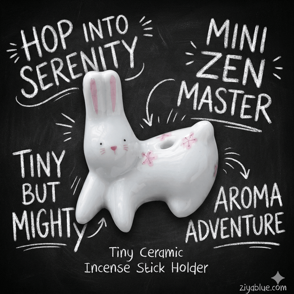 Laying Bunny Incense Holder | Ceramic Rabbit Ash Catcher - Ziya Blue