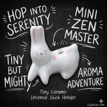 Laying Bunny Incense Holder | Ceramic Rabbit Ash Catcher - Ziya Blue