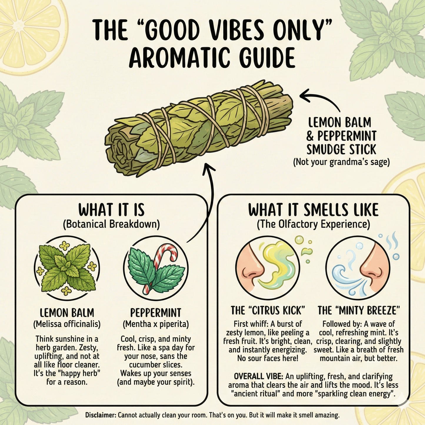 Lemon Balm & Peppermint Smudge Stick | 4" Uplifting & Refreshing Ritual Bundle - Ziya Blue