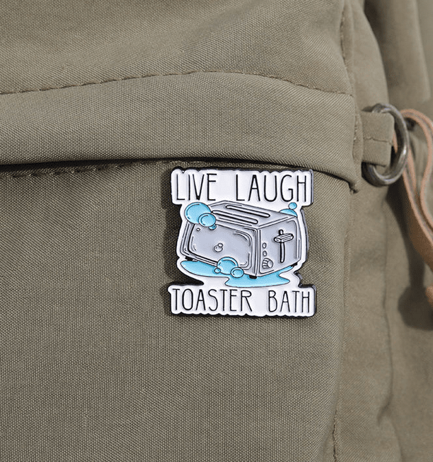 Live, Laugh, Toaster bath Enamel Pin - Ziya Blue