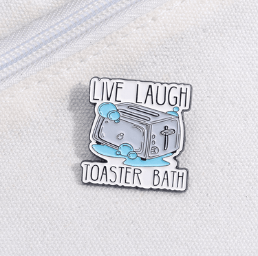 Live, Laugh, Toaster bath Enamel Pin - Ziya Blue