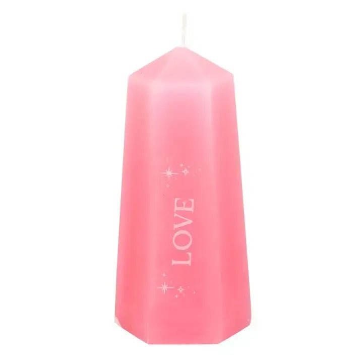 Love Crystal Candle with Rough Rose Quartz - Ziya Blue