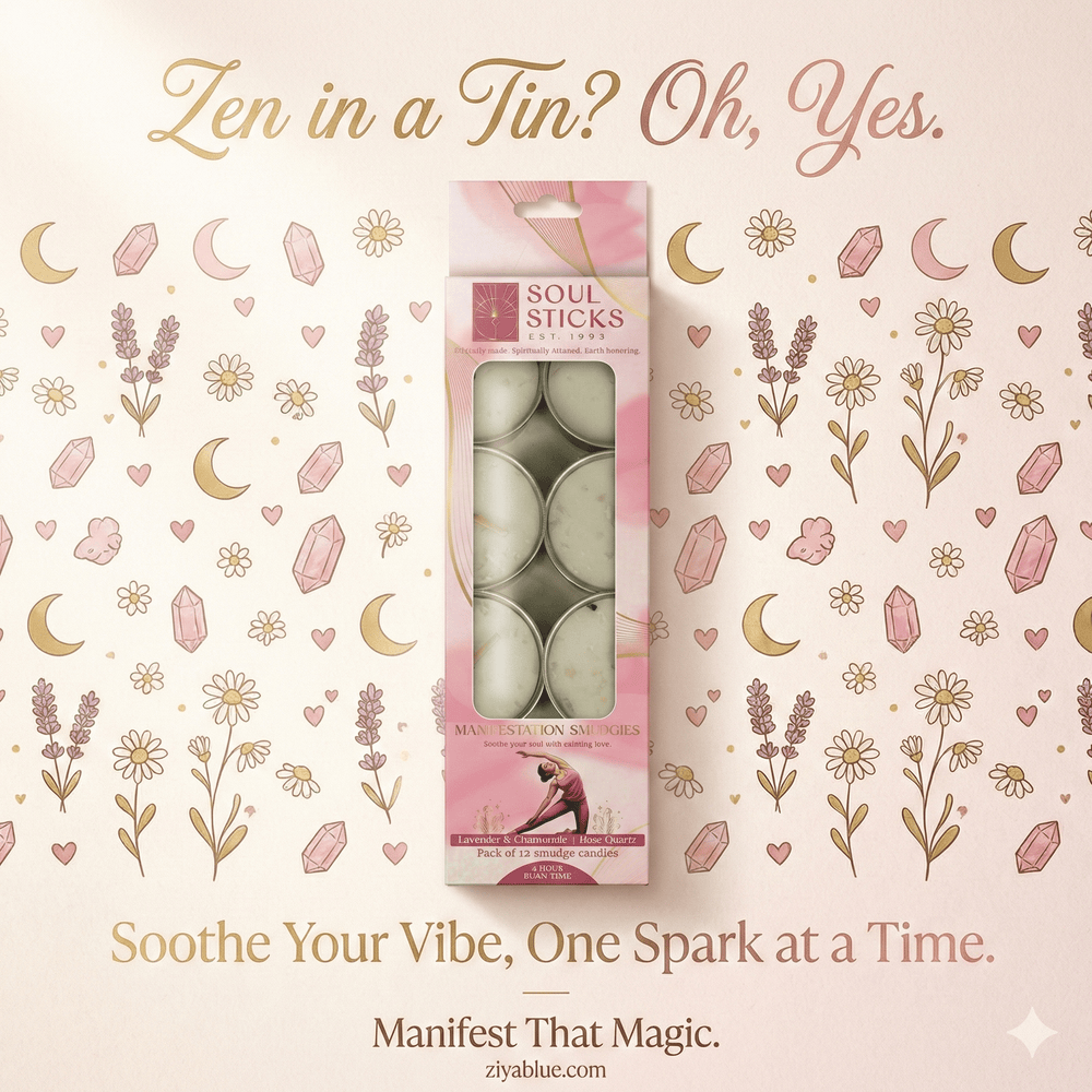 Manifestation Smudgies | 12 - Pack Calming Energy Candles - Ziya Blue