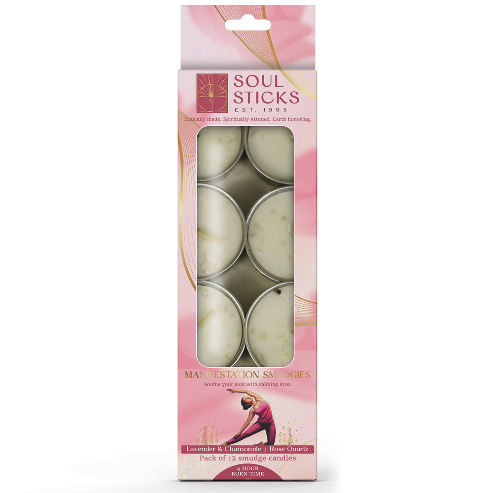 Manifestation Smudgies | 12 - Pack Calming Energy Candles - Ziya Blue