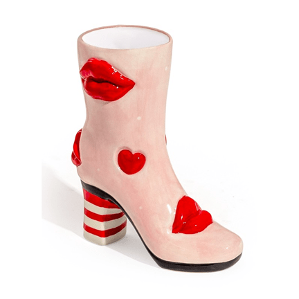 Medium Heart & Lips Heeled - Boot Ceramic Vase - Ziya Blue