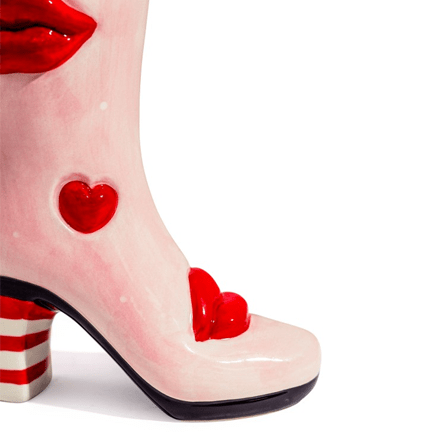 Medium Heart & Lips Heeled - Boot Ceramic Vase - Ziya Blue
