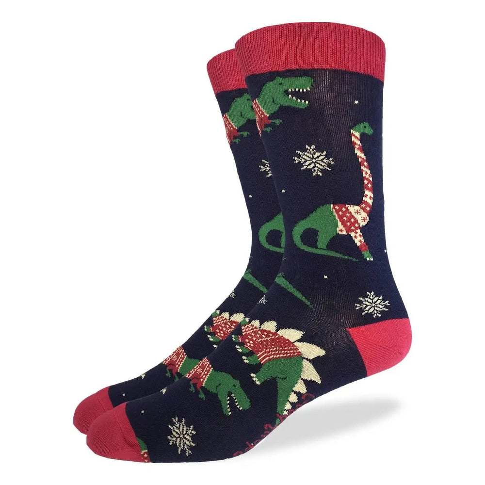 Men's Big & Tall Christmas Sweater Dinosaur Socks - Ziya Blue