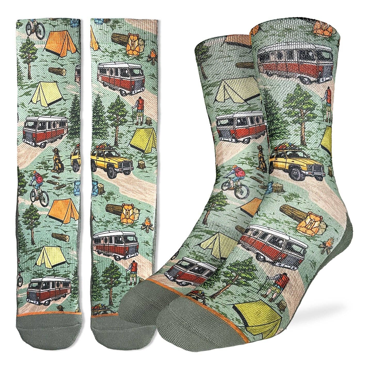 Men's Vintage Camping Trip Socks - Ziya Blue