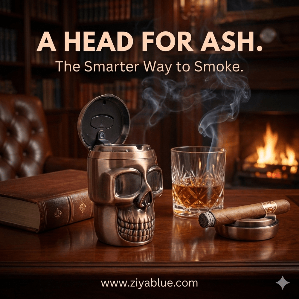 Metallic Skull LED Ashtray - Ziya Blue