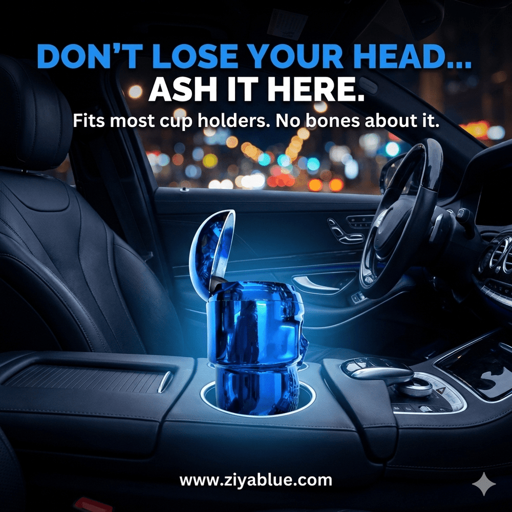 Metallic Skull LED Ashtray - Ziya Blue