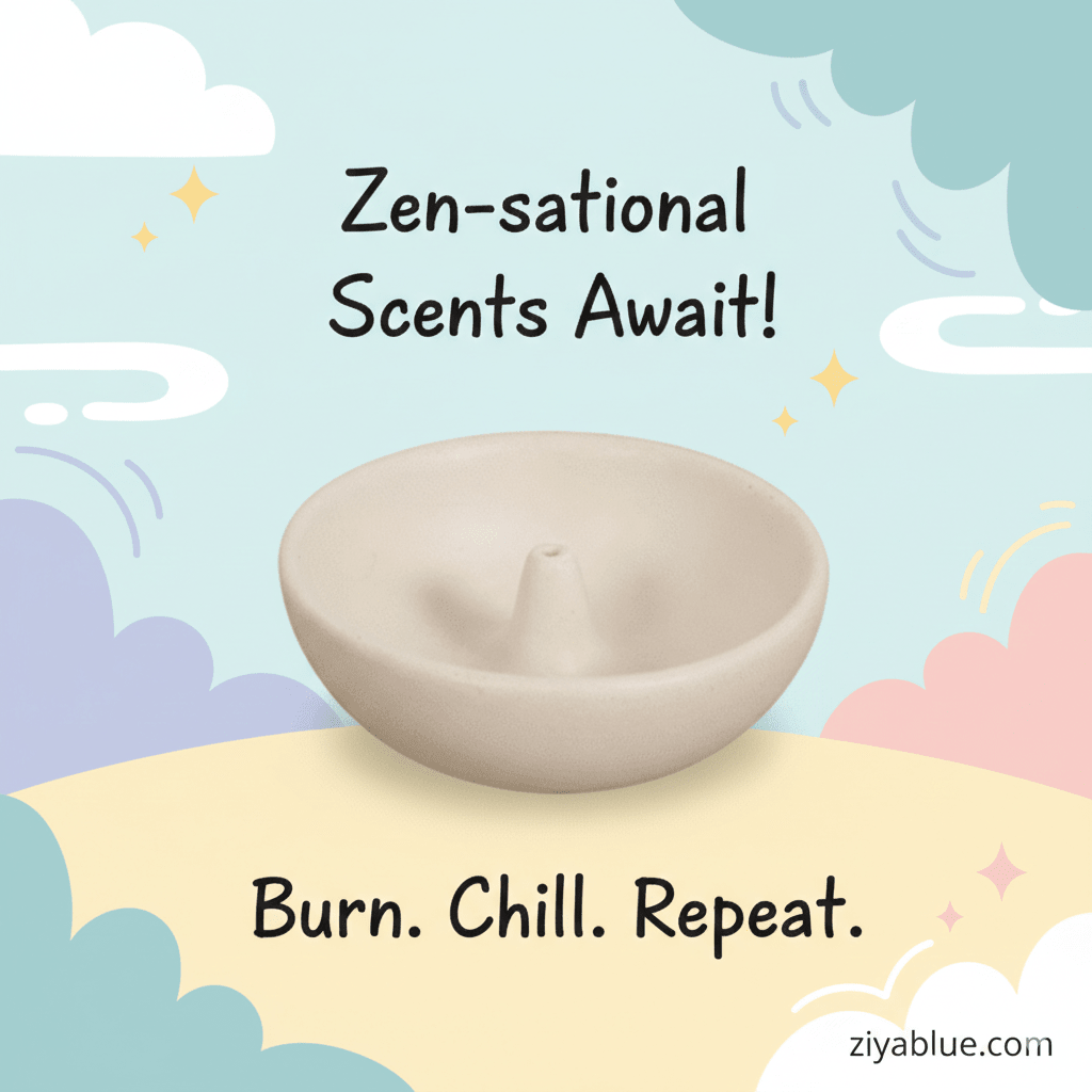 Minimalist Round Ceramic Incense Holder | Sleek 8cm Ash Catcher - Ziya Blue