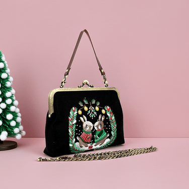 Mistletoe Bunnies Kiss Lock Bag 🌿✨ - Ziya Blue