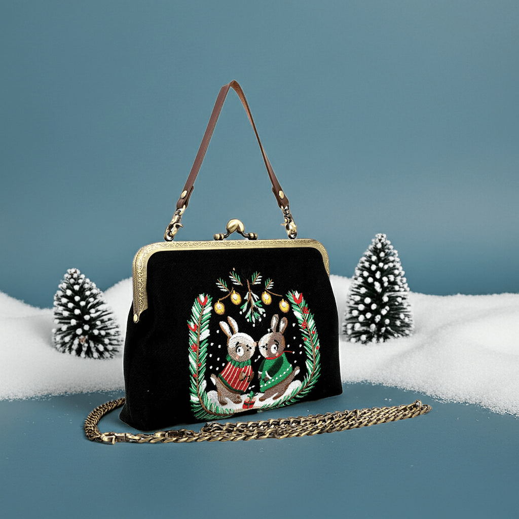 Mistletoe Bunnies Kiss Lock Bag 🌿✨ - Ziya Blue