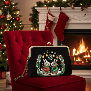 Mistletoe Bunnies Kiss Lock Bag 🌿✨ - Ziya Blue