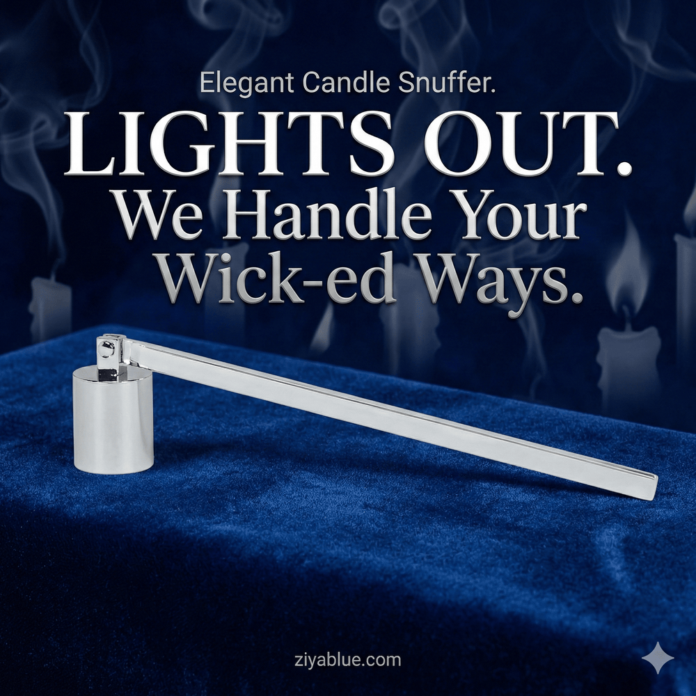 Modern Candle Snuffer – The 6.5" Nickel - Plated Flame Tamer - Ziya Blue