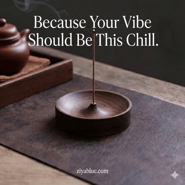 Modern Wood Ash Burner - Walnut Incense Holder 🌳 - Ziya Blue