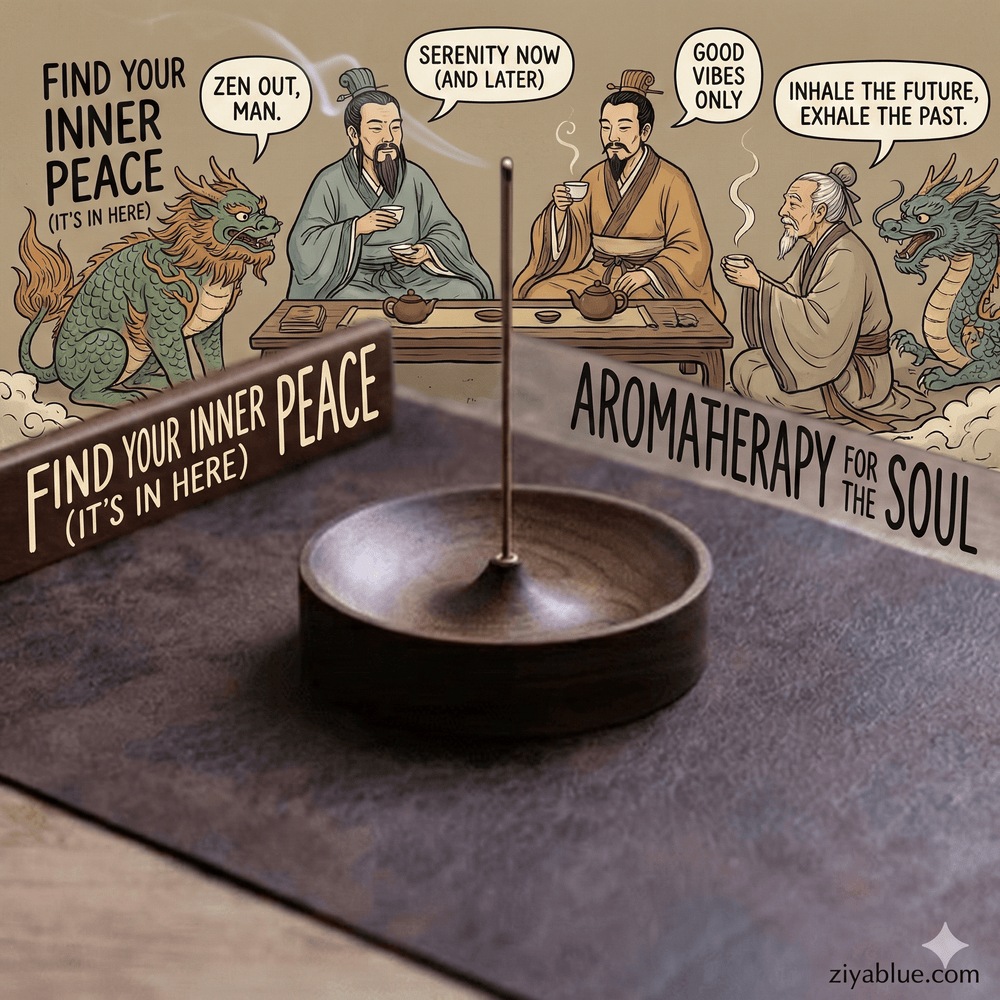 Modern Wood Ash Burner - Walnut Incense Holder 🌳 - Ziya Blue