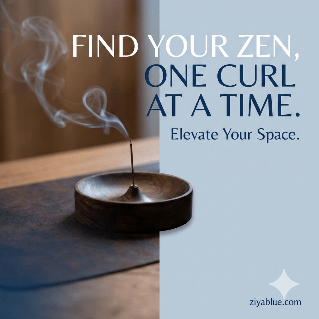 Modern Wood Ash Burner - Walnut Incense Holder 🌳 - Ziya Blue