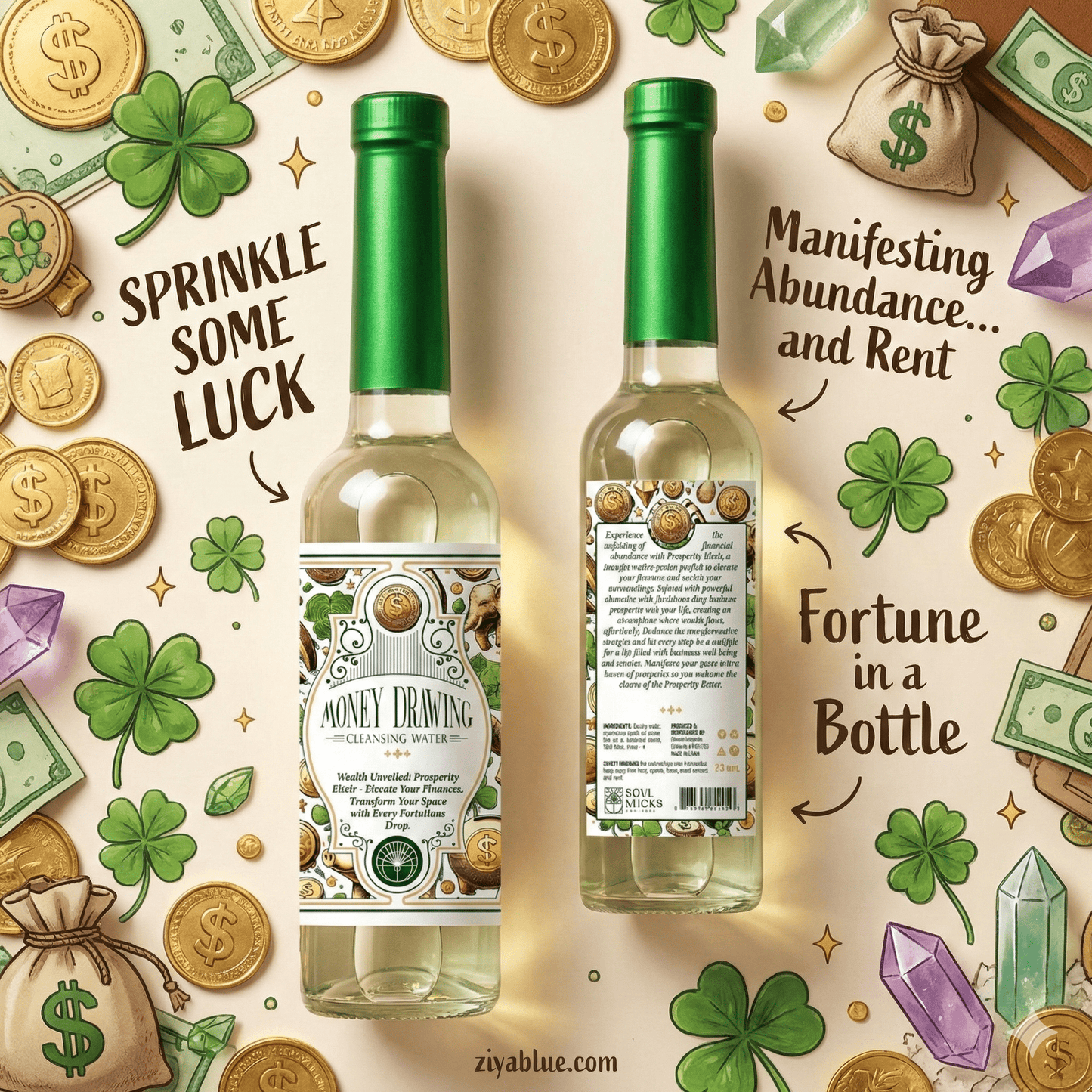 Money Drawing Spiritual Cleansing Water 7.5 oz - Ziya Blue