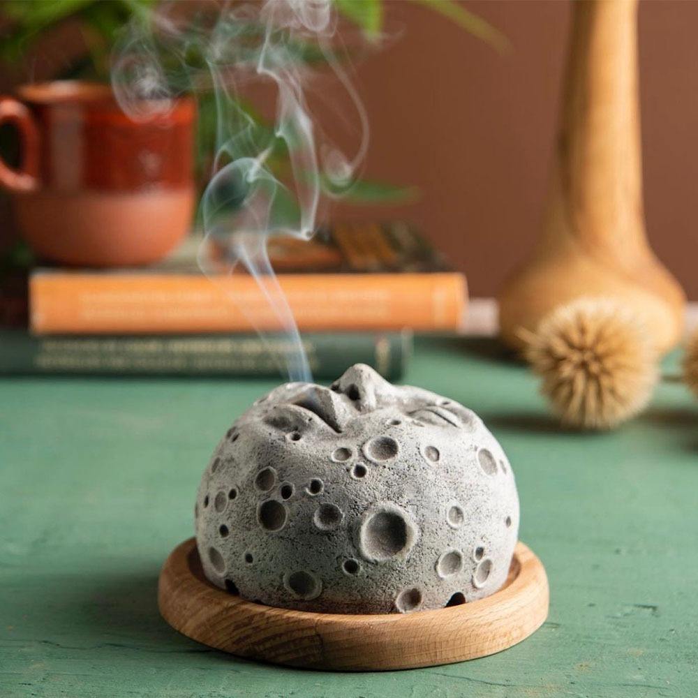 Moon Face Incense Burner - Ziya Blue