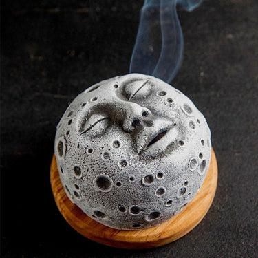 Moon Face Incense Burner - Ziya Blue