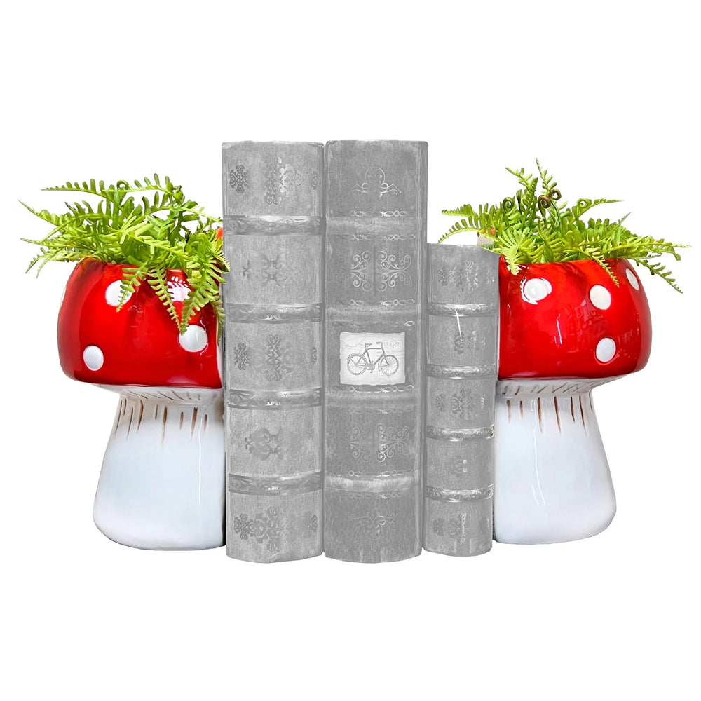 Mushroom Bookend Planters - Ziya Blue