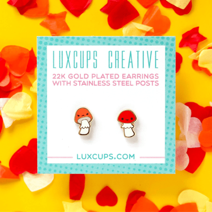 Mushroom Friend Earrings - Ziya Blue