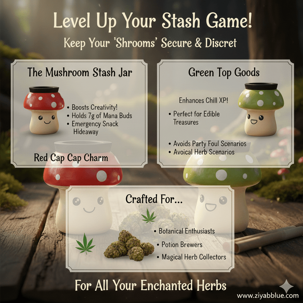Mushroom Stash Jar - Ziya Blue