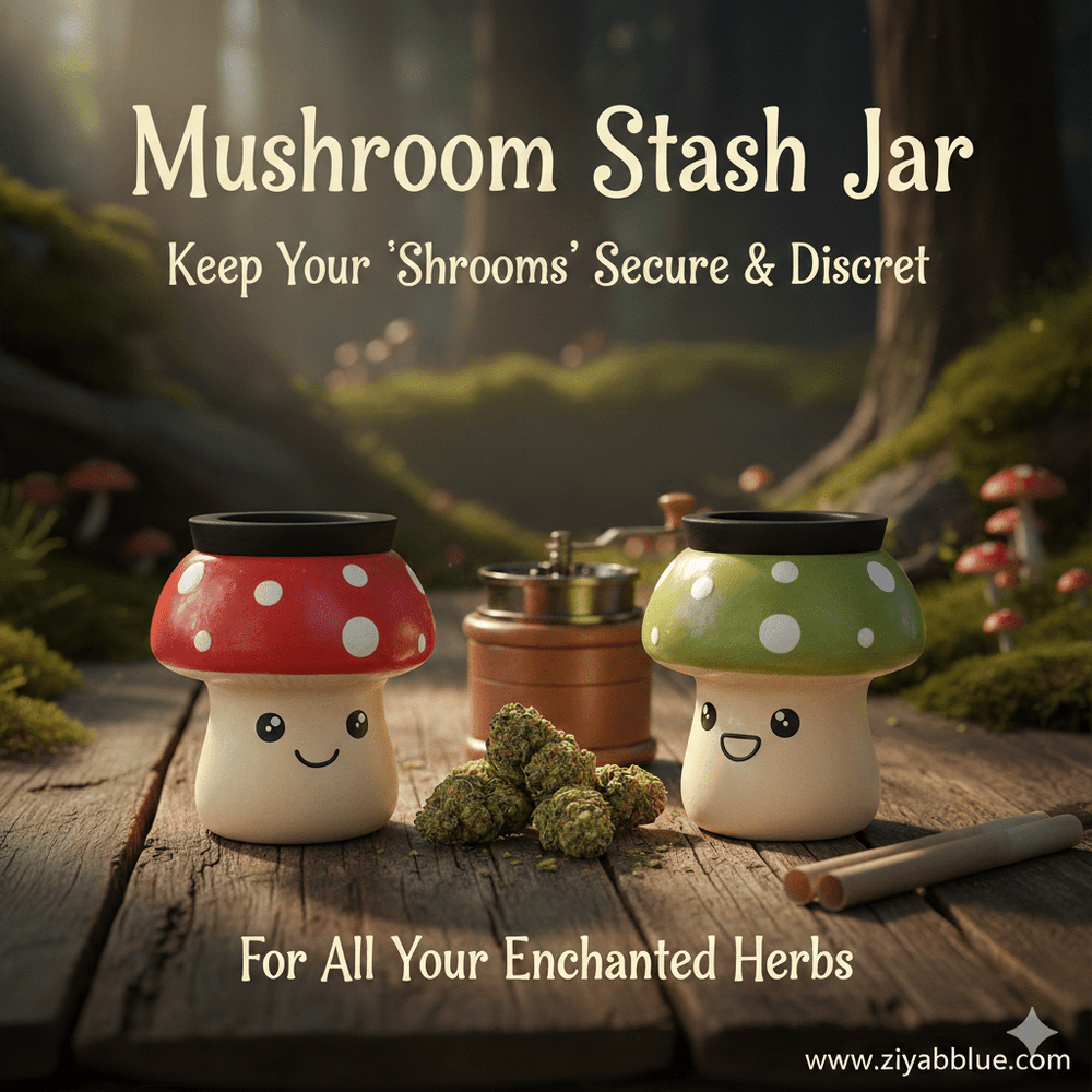 Mushroom Stash Jar - Ziya Blue