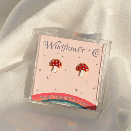 Mushroom Stud Earrings - Ziya Blue