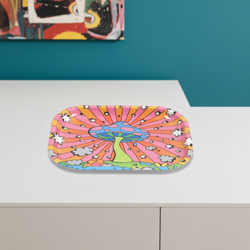 Mushroom Trip Rolling Tray - Ziya Blue